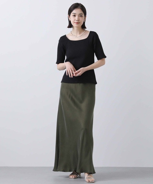 CLOCHE（クロシェ）の「カップ付きスクエアテレコカットソー（Tシャツ/カットソー・レディース・ブラック/オフホワイト・FREE）」の11枚目の写真