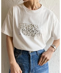 オーバーサイズヴィンテージロゴ半袖メタリック箔プリントTシャツ