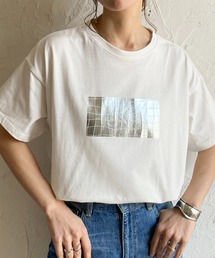 オーバーサイズヴィンテージロゴ半袖メタリック箔プリントTシャツ