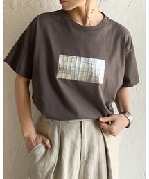 オーバーサイズヴィンテージロゴ半袖メタリック箔プリントTシャツ