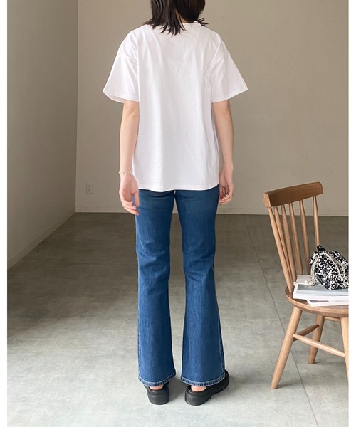 ブローディア BRODIAEA 箔プリント 半袖Tシャツ カットソープルオーバー【日本製】 （サックスブルー） ブローディア BRODIAEA 箔プリント 半袖Tシャツ カットソープル