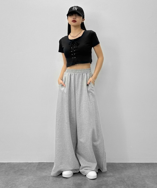 2色 スウェットパンツ ワイドレッグ ラフ ルーズ スポーティ 71XRaVk6BqL._UY1000_.jpg