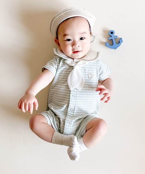 DADWAY（ダッドウェイ）の「フォーマルマリンロンパース（Tシャツ/カットソー・キッズ・ミント/ライトグレー・80ｃｍ/70cm）」の2枚目の写真