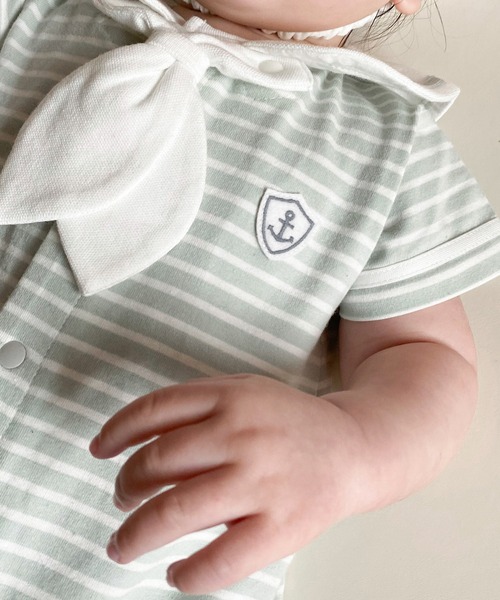 DADWAY（ダッドウェイ）の「フォーマルマリンロンパース（Tシャツ/カットソー・キッズ・ミント/ライトグレー・80ｃｍ/70cm）」の5枚目の写真