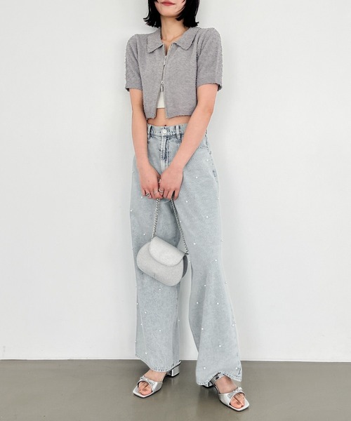 Heather（ヘザー）の「WZIPショートカーディガン（半袖）　118678（カーディガン/ボレロ・レディース・ピンク/グレー/オフホワイト・FREE）」の20枚目の写真