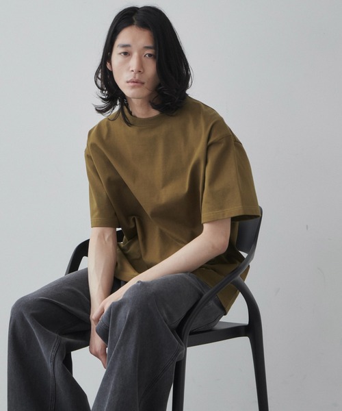 THE STANDARD(ザスタンダード)の「THE STANDARD/シルキーリッチヘビーコットンTシャツ(Tシャツ/カットソー・メンズ・ホワイト/パープル/ブラック系その他/カーキ/ブラック/ライトピンク・SMALL/MEDIUM/LARGE/X-LARGE)」の4枚目の写真