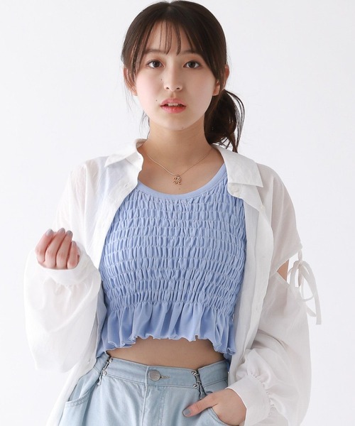 repipi armario（レピピ アルマリオ）の「シャーリングタンクトップ（タンクトップ・キッズ・ホワイト/ピンク/ブラック/ブルー・MEDIUM/LARGE/SMALL）」の3枚目の写真