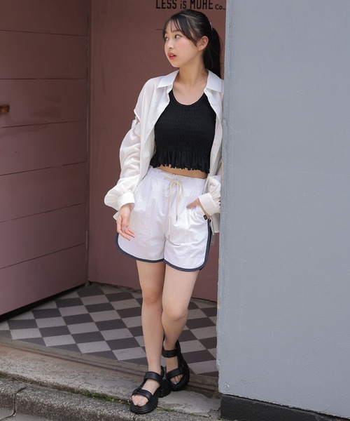 repipi armario（レピピ アルマリオ）の「シャーリングタンクトップ（タンクトップ・キッズ・ホワイト/ピンク/ブラック/ブルー・MEDIUM/LARGE/SMALL）」の6枚目の写真