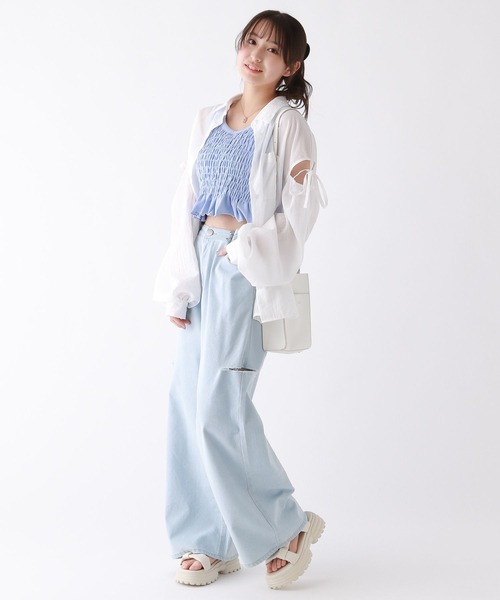 repipi armario（レピピ アルマリオ）の「シャーリングタンクトップ（タンクトップ・キッズ・ホワイト/ピンク/ブラック/ブルー・MEDIUM/LARGE/SMALL）」の11枚目の写真