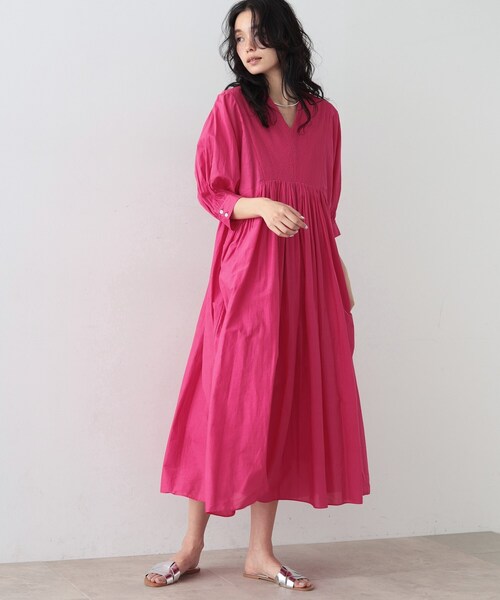 GALLEST(ギャレスト)の「◆コットンボイルピンタックワンピース(ワンピース・レディース・ブラック/ピンク系・38)」の1枚目の写真