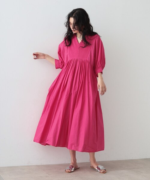 GALLEST(ギャレスト)の「◆コットンボイルピンタックワンピース(ワンピース・レディース・ブラック/ピンク系・38)」の12枚目の写真