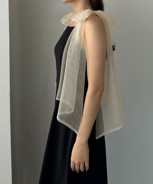 Louere（ルエレ）の「【選べる】チュールリボンキャミワンピース（セミフレア／Iライン）[高身長サイズMT/低身長サイズS有り/女神ワンピ]（ワンピース・レディース・ホワイト系その他/ホワイト系その他2/ブラック系その他/ブラック系その他2/ブラック系その他3/ブラック系その他4/ブラウン系その他2/ブラウン系その他/ベージュ系その他/ベージュ系その他2・LARGE/MEDIUM/SMALL/MT/X-LARGE）」の16枚目の写真