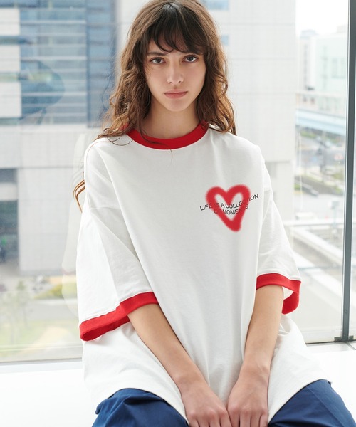 ONCILY（オンシェリー）の「HEART LOGO RINGER T-SHIRT / ハート