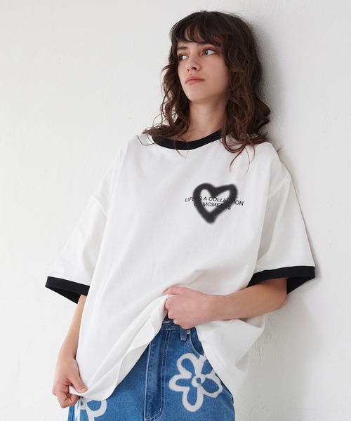 tシャツ RINGER HEART LOGO T-SHIRT/リンガーハートロゴTシャツ レディース HEART LOGO RINGER T-SHIRT / ハートロゴリンガーTシャツ（T