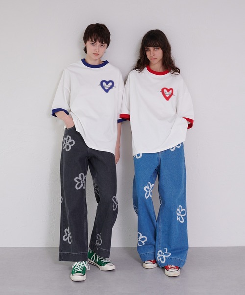 ONCILY（オンシェリー）の「HEART LOGO RINGER T-SHIRT / ハートロゴリンガーTシャツ（Tシャツ/カットソー・メンズ・レッド/ネイビー/ブラック/ブルー・SMALL/MEDIUM/LARGE）」の13枚目の写真