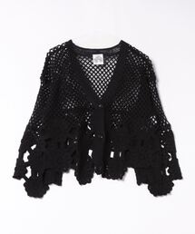 ScoLar（スカラー）の「141680：かぎ針風ニット ショート丈カーディガン（カーディガン/ボレロ）」