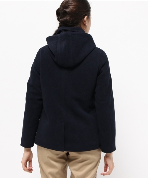 SEVENDAYS=SUNDAY（セブンデイズサンデイ）の「メルトン　フード付シングルＰコート（ピーコート・レディース・キャメル/ネイビー/レッド・LARGE/MEDIUM）」の6枚目の写真