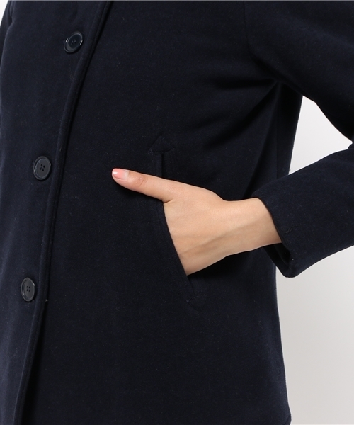 SEVENDAYS=SUNDAY（セブンデイズサンデイ）の「メルトン　フード付シングルＰコート（ピーコート・レディース・キャメル/ネイビー/レッド・LARGE/MEDIUM）」の9枚目の写真