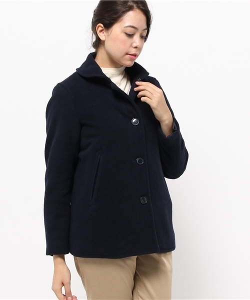 SEVENDAYS=SUNDAY（セブンデイズサンデイ）の「メルトン　フード付シングルＰコート（ピーコート・レディース・キャメル/ネイビー/レッド・LARGE/MEDIUM）」の14枚目の写真