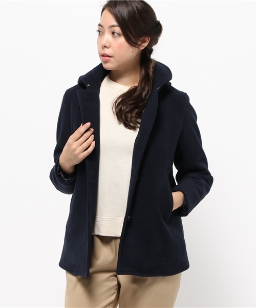 SEVENDAYS=SUNDAY（セブンデイズサンデイ）の「メルトン　フード付シングルＰコート（ピーコート・レディース・キャメル/ネイビー/レッド・LARGE/MEDIUM）」の15枚目の写真