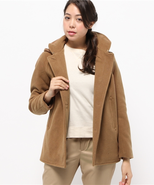 SEVENDAYS=SUNDAY（セブンデイズサンデイ）の「メルトン　フード付シングルＰコート（ピーコート・レディース・キャメル/ネイビー/レッド・LARGE/MEDIUM）」の16枚目の写真