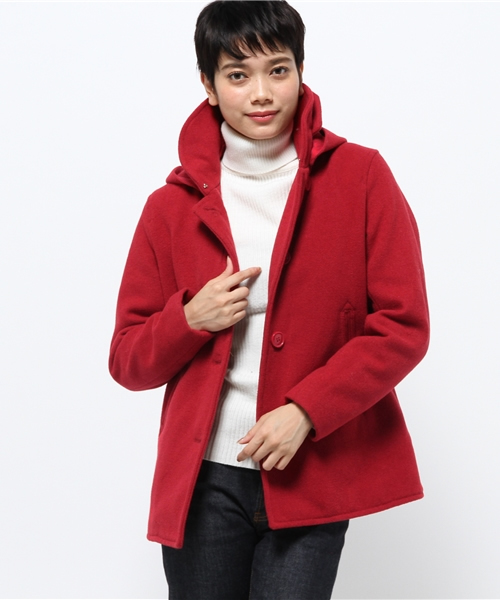 SEVENDAYS=SUNDAY（セブンデイズサンデイ）の「メルトン　フード付シングルＰコート（ピーコート・レディース・キャメル/ネイビー/レッド・LARGE/MEDIUM）」の17枚目の写真