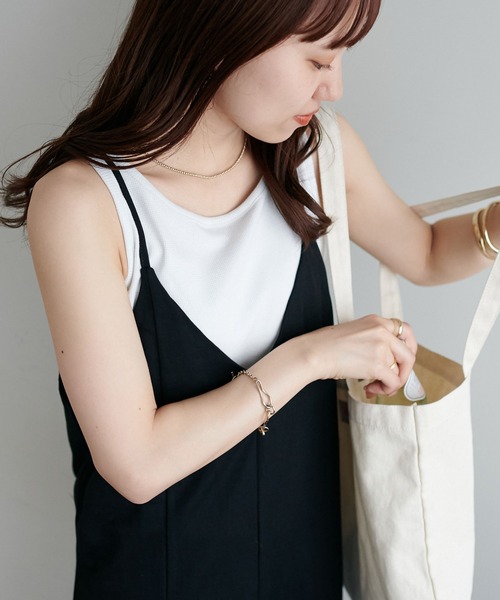 DISCOAT(ディスコート)の「ラメワッフルタンクトップ(タンクトップ・レディース・オフホワイト/チャコールグレー/グリーン系その他/オレンジ・FREE)」の8枚目の写真