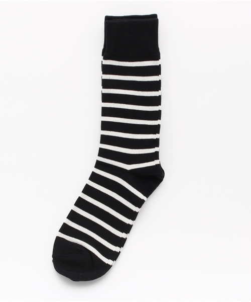 SEVENDAYS=SUNDAY（セブンデイズサンデイ）の「【ａｄｂｅｎ】クルーボーダー（ソックス/靴下・メンズ・ネイビー/ブラック/ホワイト・FREE）」の2枚目の写真