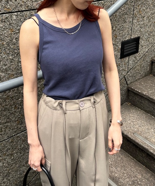 ISOOK（アイスー）の「【ISOOK / アイスー】アメリカンスリーブタンクトップ / アメスリタンク キャミソール インナーキャミ ZOZOTOWN限定（タンクトップ・レディース・ブラック/ネイビー/ホワイト・FREE）」の3枚目の写真