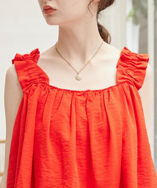 D&G ビスチェ　ツイードキャミソール 赤系 青系 フリンジ ビスチェキャミソール チュール フリンジ レイヤード 2025春夏