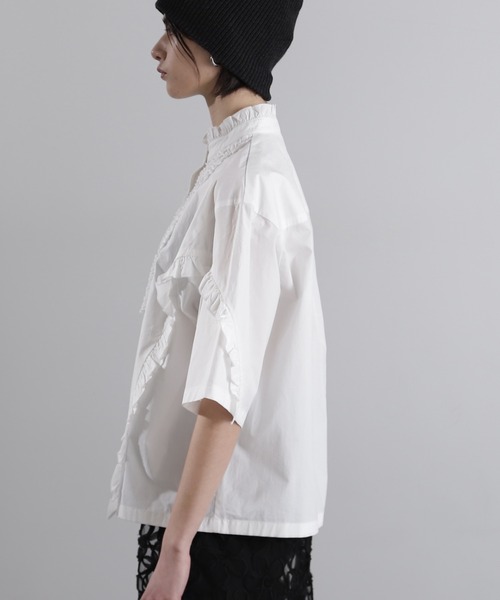 mici（ミチ）の「(mici)ハーフスリーブフリルシャツ（シャツ/ブラウス・レディース・ブラック/ホワイト系その他/ピンク・FREE）」の14枚目の写真