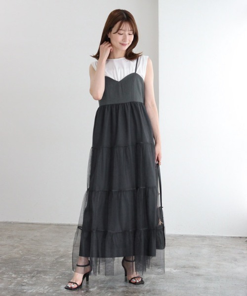 Pierrot(ピエロ)の「インナーセットチュールキャミワンピース(ワンピース・レディース・グレー系その他/ブラック/ブラック×ブラック・L/M/PM)」の22枚目の写真
