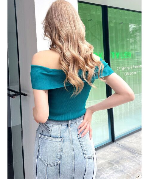 GYDA（ジェイダ）の「サイドレースアップオフショルニットトップス（ニット/セーター・レディース・グリーン/オフホワイト/ブラック・FREE）」の18枚目の写真