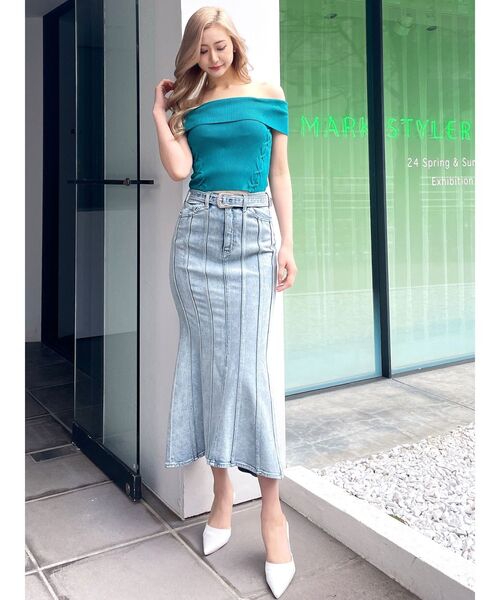 GYDA（ジェイダ）の「サイドレースアップオフショルニットトップス（ニット/セーター・レディース・グリーン/オフホワイト/ブラック・FREE）」の20枚目の写真