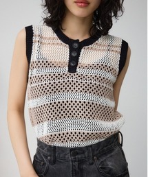 AZUL by moussy | マルチボーダーメッシュニット(タンクトップ)