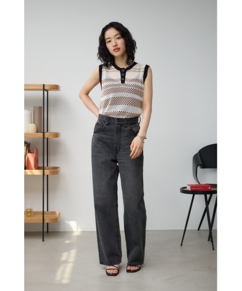 AZUL by moussy(アズールバイマウジー)の「マルチボーダーメッシュニット(タンクトップ・レディース・オレンジ/オフホワイト・FREE)」の5枚目の写真