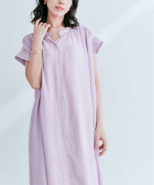 kirakiraShop(キラキラショップ)の「フレンチスリーブ ギャザー ワンピース 袖なし(ワンピース・レディース・スカイブルー/ブラック/オフホワイト/ミント/ライトパープル・M/L)」の5枚目の写真