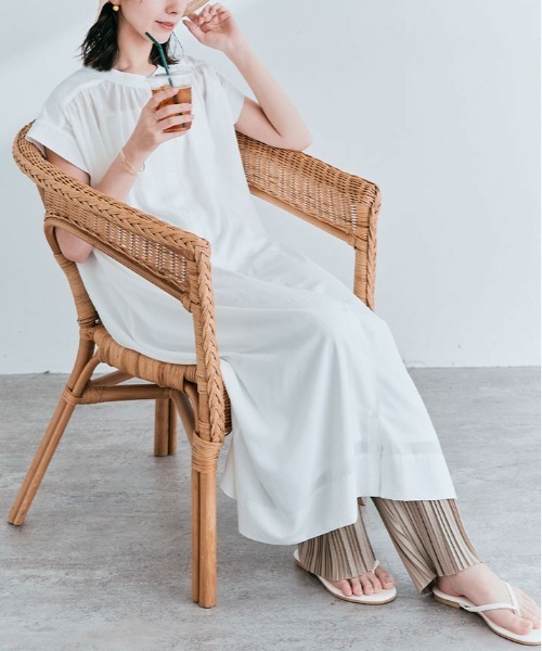 kirakiraShop(キラキラショップ)の「フレンチスリーブ ギャザー ワンピース 袖なし(ワンピース・レディース・スカイブルー/ブラック/オフホワイト/ミント/ライトパープル・M/L)」の1枚目の写真