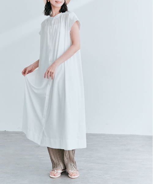 kirakiraShop(キラキラショップ)の「フレンチスリーブ ギャザー ワンピース 袖なし(ワンピース・レディース・スカイブルー/ブラック/オフホワイト/ミント/ライトパープル・M/L)」の9枚目の写真