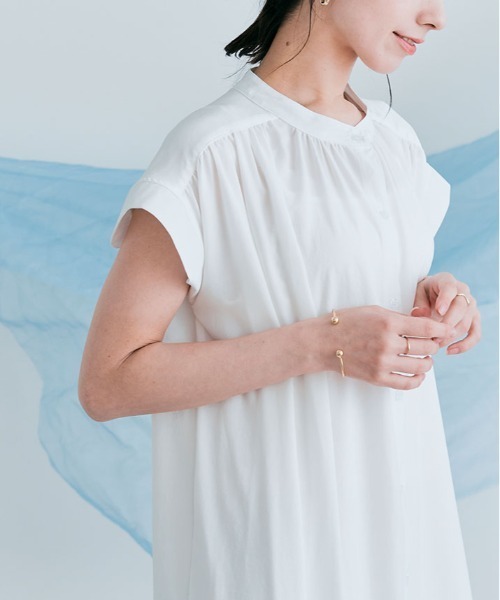 kirakiraShop(キラキラショップ)の「フレンチスリーブ ギャザー ワンピース 袖なし(ワンピース・レディース・スカイブルー/ブラック/オフホワイト/ミント/ライトパープル・M/L)」の10枚目の写真