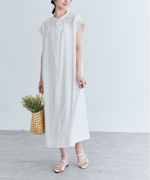 kirakiraShop(キラキラショップ)の「フレンチスリーブ ギャザー ワンピース 袖なし(ワンピース・レディース・スカイブルー/ブラック/オフホワイト/ミント/ライトパープル・M/L)」の13枚目の写真