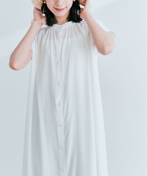 kirakiraShop(キラキラショップ)の「フレンチスリーブ ギャザー ワンピース 袖なし(ワンピース・レディース・スカイブルー/ブラック/オフホワイト/ミント/ライトパープル・M/L)」の14枚目の写真