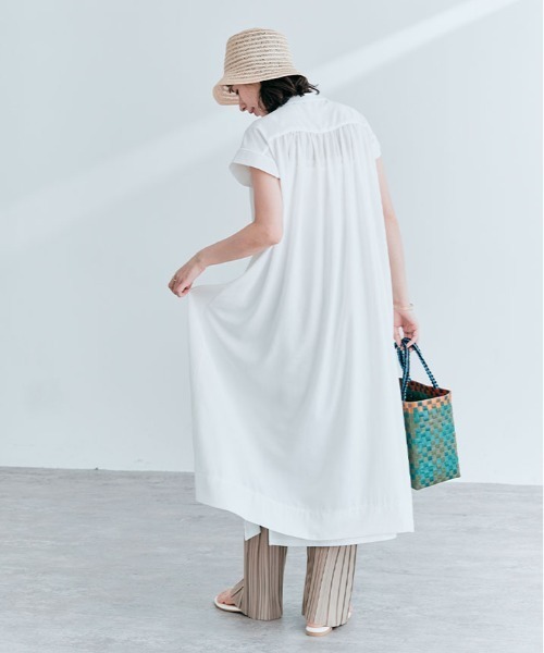 kirakiraShop(キラキラショップ)の「フレンチスリーブ ギャザー ワンピース 袖なし(ワンピース・レディース・スカイブルー/ブラック/オフホワイト/ミント/ライトパープル・M/L)」の15枚目の写真