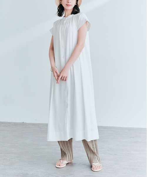 kirakiraShop(キラキラショップ)の「フレンチスリーブ ギャザー ワンピース 袖なし(ワンピース・レディース・スカイブルー/ブラック/オフホワイト/ミント/ライトパープル・M/L)」の16枚目の写真