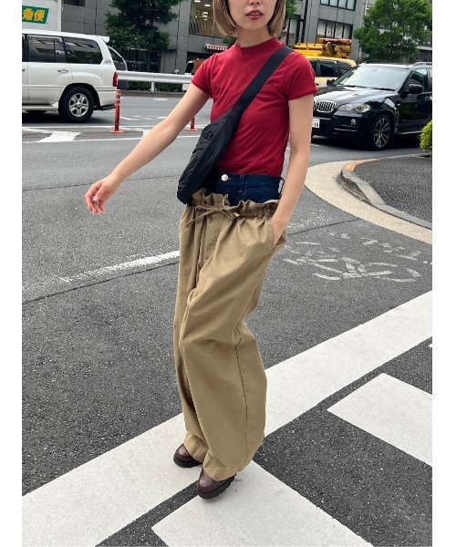 BLACK BY MOUSSY（ブラックバイマウジー）の「sheer compact tops(シアーコンパクトトップス)（Tシャツ/カットソー・レディース・ブラウン/レッド/オフホワイト・FREE）」の9枚目の写真