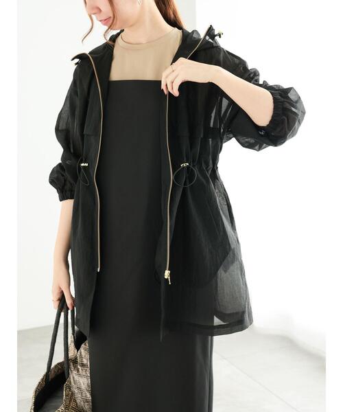 Te chichi(テチチ)の「【撥水加工】シアーリップストップミドルフーディー(セットアップ可)(ブルゾン・レディース・ブラウン/ブラック・F)」の7枚目の写真