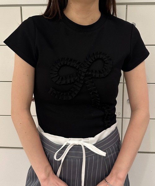solleim(ソルレム)の「リボンディテールTシャツ(Tシャツ/カットソー・レディース・オフホワイト/グレー/ブラック・M)」の15枚目の写真