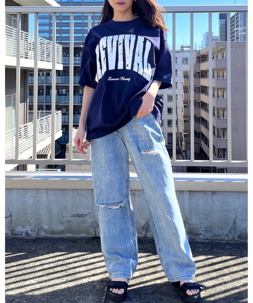 RGY(アールジーワイ)の「【RGY】REVIVAL 発泡PT ビッグシルエットTシャツ (CP)(Tシャツ/カットソー・レディース・ネイビー/ブラック/ホワイト・M/L)」の16枚目の写真