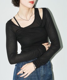 アシンメトリーレイヤードシアートップス