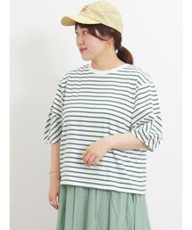 Samansa Mos2 | ボーダーコクーンスリーブTシャツ(Tシャツ/カットソー)